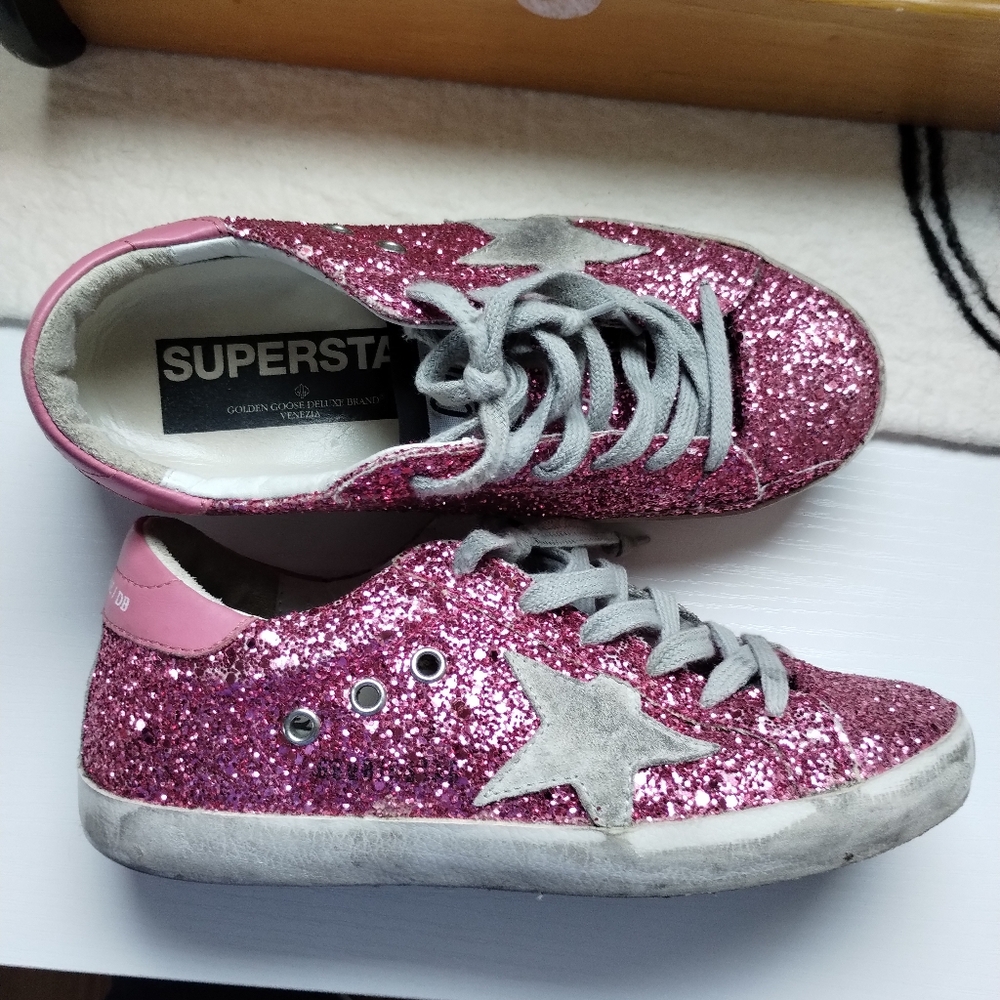 Golden Goose Pink Glitter Sneakers 5.5 - Picture 3 of 13